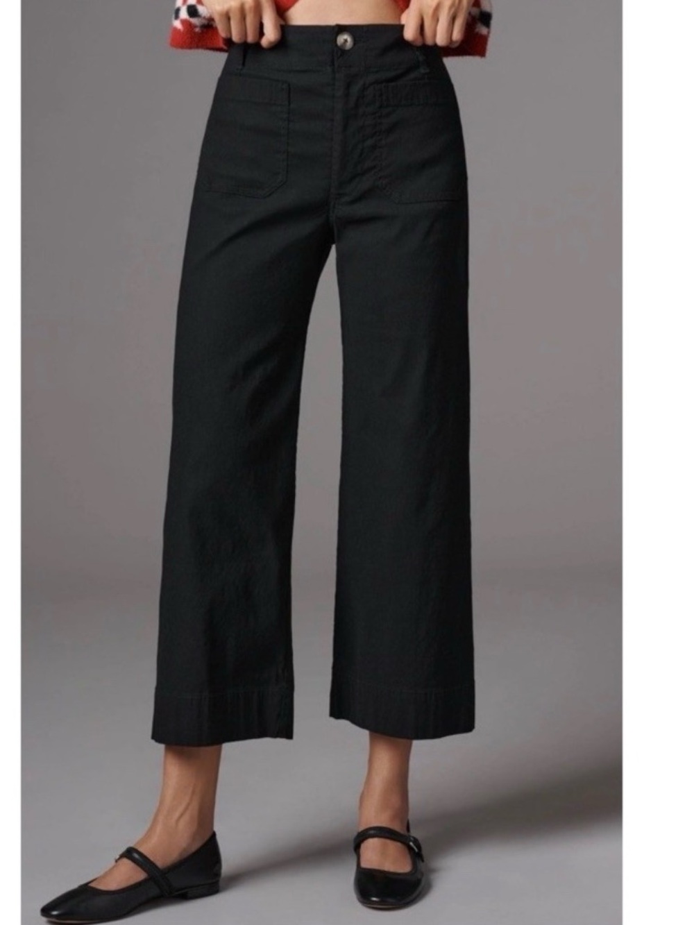 Maeve by Antropologie The Colette Black Cropped Wide Leg Pants Womens Size 24P